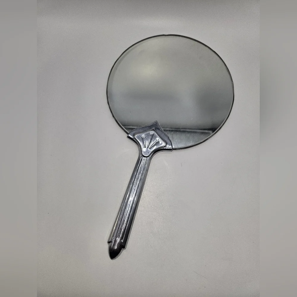 Vintage Hand Mirror Art Deco Style Vanity Mirror Chrome Finish Round‎